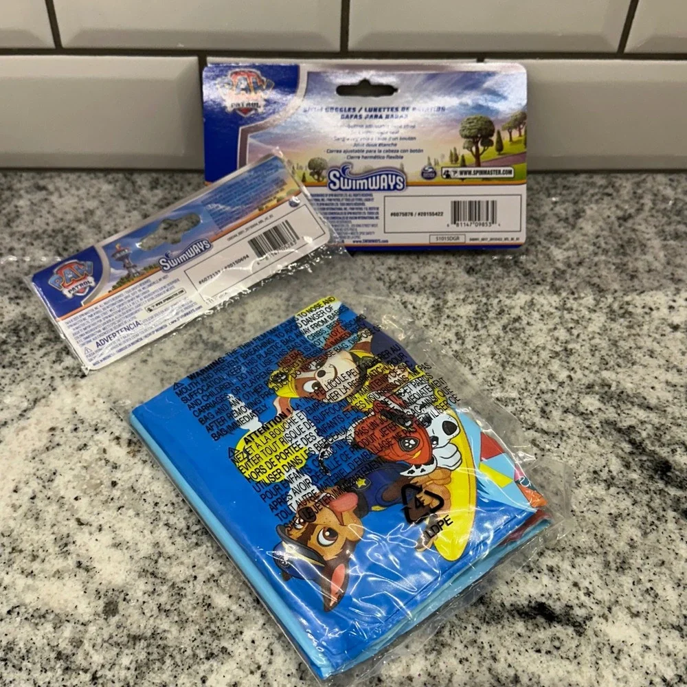 Swimways Kids OS Paw Patrol Swim Goggles & Swimmies Arm Floats Blue 2pc Set NIP